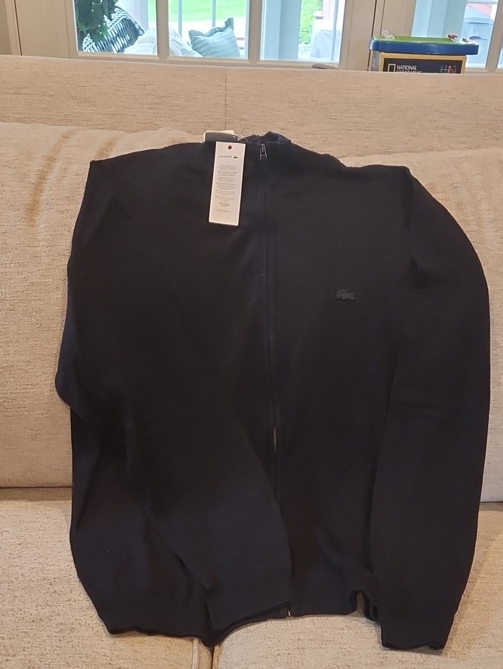 Lacoste Men's Full-Zip Sweater Jacket in Black